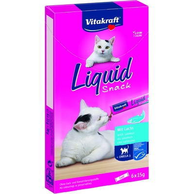 Vitakraft Cat Liquid-snack s lososem a omega-3 6 x 15 g