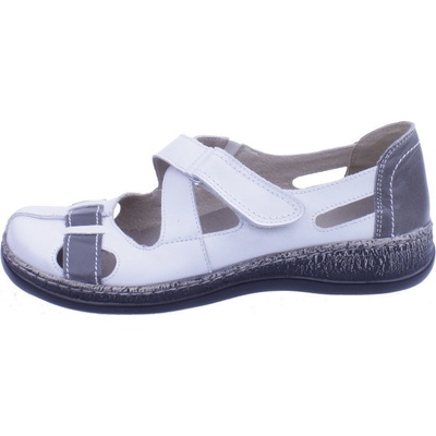 Jana 443 bílo/šedé letní mokasíny kožené