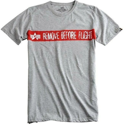 Alpha Industries tričko Remove Before Flight šedé