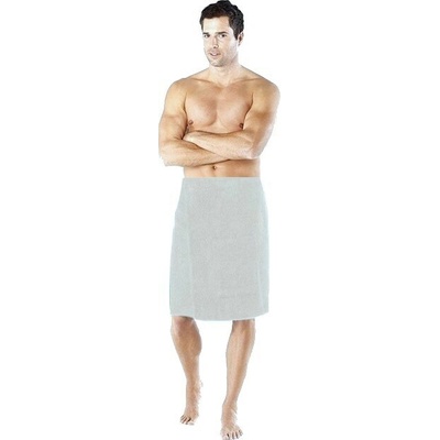 Brini 53 Pánský saunový kilt na knoflíky 140 x 65 cm šedý