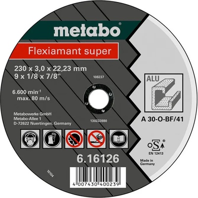Metabo Диск за метал 125х1х22.2мм, Metabo A60T BF41 Inox (616260000)
