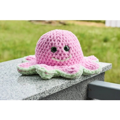 DR Handmade háčkovaná Chobotnička ružovo zelená
