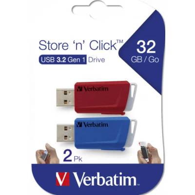 49308 Store N Click, USB флаш памет, USB A 3.0, 32GB, с изваждащ се конектор, смесица от цветове, 2 бр (49308)