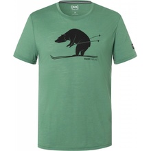 super natural pánské merino tričko Skiing Bear Tee Dark Ivy/Jet black