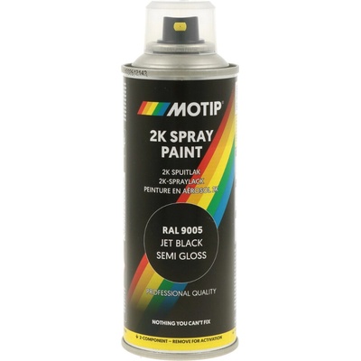 MOTIP 2K SPRAY PAINT - Dvojzložková farba v spreji (RAL 9005S - čierna satén, 0,2 L)