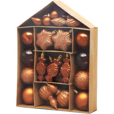 MagicHome koule sada, 32 ks, měděné, mix, na vánoční stromek