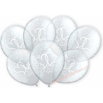 Balónky transparentní s bílými srdíčky