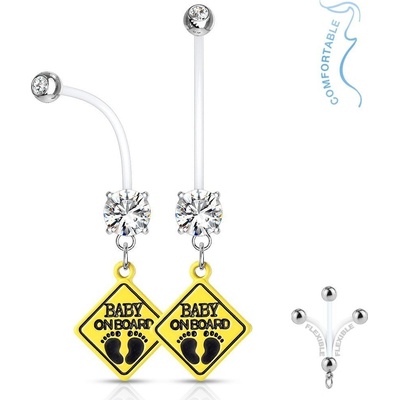 Šperky4U těhotenský piercing do pupíku baby on board WP0020-C
