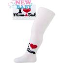 Dojčenské ponožky a pančušky New Baby Bavlnené pančucháčky biele I Love Mum and Dad
