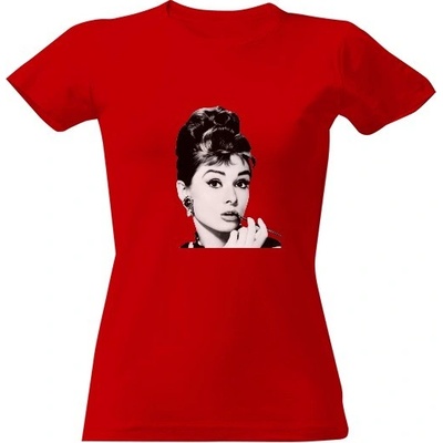 Tričko s potiskem Audrey Hepburn dámské Červená