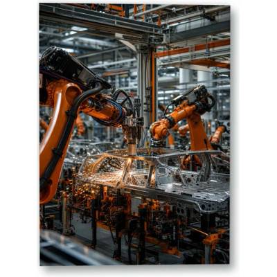 Plakát – Robotická výroba automobilové karoserie 75 × 105 cm Bez rámu Ne Bez rámu – Hledejceny.cz