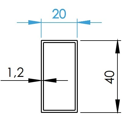 neuvedená Hliníková plotová výplň 20x40x1,2 - 6000mm zlatý dub