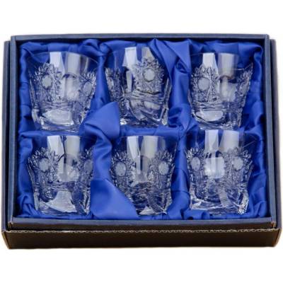 Bohemia Crystal Crystalite Bohemia Broušené sklenice na likér destiláty. panák Quadro . 6 brus Klasik. 55 ml