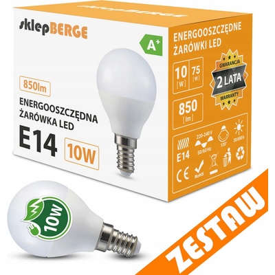ecoPLANET 10x LED žiarovka E14 G45 8W 700lm neutrálna biela