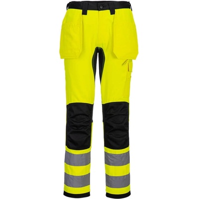 PortWest kalhoty WX2 CD889 Eco Hi-Vis do pasu kapsové výstražné Žlutá/černá