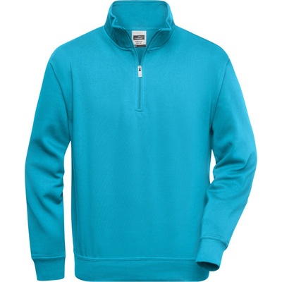 James & Nicholson mikina JN 831 s 1/2 zipem COT02083144000 turquoise