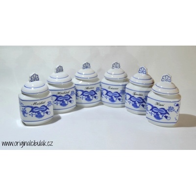Cibulák Súprava 6 dózičiek na korenie rozšírený rad 0,20l Originálny Český Porcelán Dubí