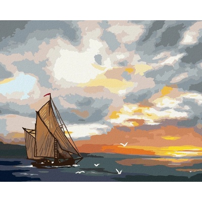 Zuty Malování Podle Čísel Plachetnice Na Moři A Západ Slunce D. Rusty Rust 80 x 100 cm Plátno