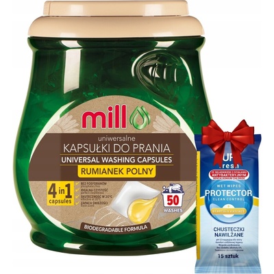 Ecomill Univerzálne pracie kapsuly Harmanček 50 PD + Darček
