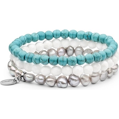 Gaura Pearls Souprava tří náramků - sladkovodní perla, howlit, mother of pearl 212-21B Barevná/více barev 18 cm