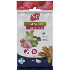 Farmina N&D Quinoa Digestion Dental Care Treat With Lamb, Fennel, Mint and Artichoke Mini - Дентални стикове за кучета от дребни породи с агнешко, киноа, фенел, мента и артишок - 60 гр, Италия - KND0006005