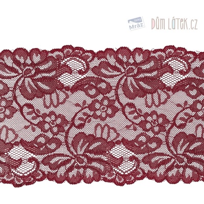 Elastická čipka bordová, 150 mm