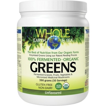 Natural Factors Whole Earth & Sea | 100% Fermented Organic Greens, Unflavored [390 грама] Неовкусен