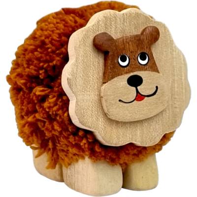 Dvěděti Deti Detská drevená figúrka XL pompon Lion