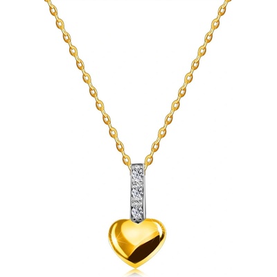 Šperky eshop Diamantový v kombinovaném 14K zlatě drobné srdíčko s linií briliantů na oblouku tenký řetízek S3BT509.28