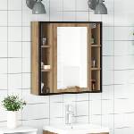 vidaXL Огледален шкаф за баня дъб артизан 60x16x60 см инженерно дърво (862227)