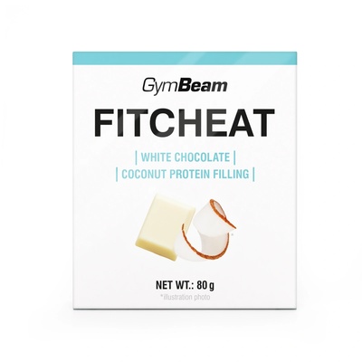GymBeam Протеинов Шоколад Fitcheat 80 g бял шоколад с кокос
