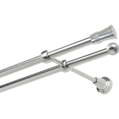 OK-GarnýžeCZ Garnýž kovová dvouřadá 19mm Capri nerez 150 cm do stěny / na tunýlek - bez kroužků