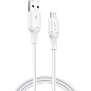 Lito Кабел за данни с USB конектори, Lightning, 1m - Lito (LD06L) - Бял
