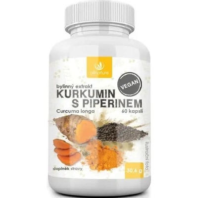 Allnature Kurkumín s piperínom bylinný extrakt 60 kapsúl