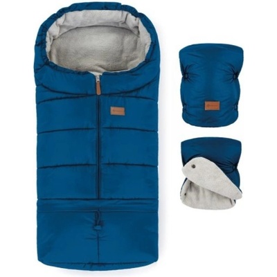 Petite&Mars Zimní set Jibot 3v1 + rukavice na kočárek Jasie Ocean Blue
