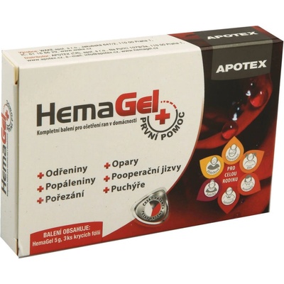 Hemagel PRVNÍ POMOC 5g+3 ks krycí fólie