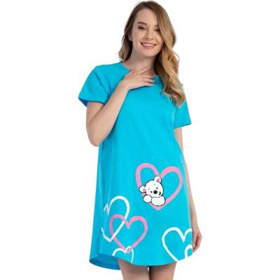 Светлосиня нощница със сърца и мече