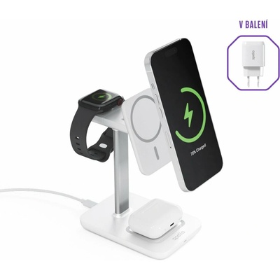 EPICO Spello 3in1 bezdrátová nabíjecí stanice s podporou MagSafe 9915101100170 - bílá