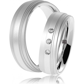 Blink Blink Svadobné obrúčky z bieleho zlata s reliéfom a kameňmi 8217 BL