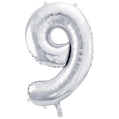 PARTYDECO Foliová číslice- 9 stříbrná 86 cm 553789