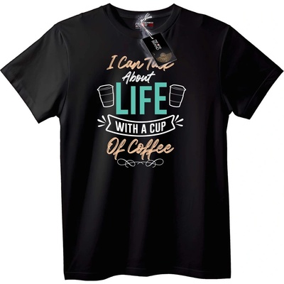 NOONEBRAND Тениска Мога да говоря за живота с чаша кафе - XS, Black