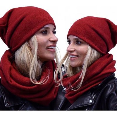 Fashionweek dámský zimní set čepice a šála ZIZI-K6 Vínově
