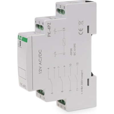 PK-4P/12PZ - Elektromagnetické pomocné relé, 12V, 8A, 2x NO/NC + 2x NO