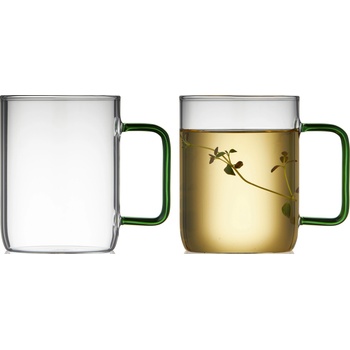 LyngbyGlas Torino Стъклени чаши със зелена дръжка, 400 мл, прозрачни, 2 бр (32768)