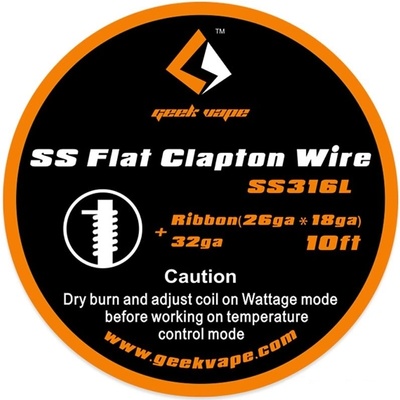 GeekVape SS Flat Clapton Wire 3m Ribbon26GAx18GA+32