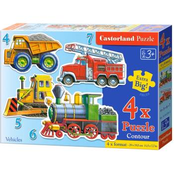 Image 1 of Castorland - Puzzle 4v1 Vehicles - 1 - 39 piese