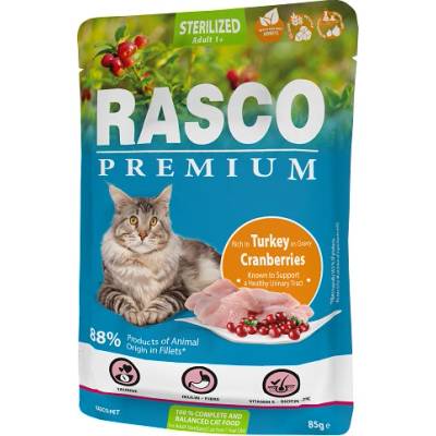Rasco Premium Cat Adult Sterilized morka v šťave 85 g