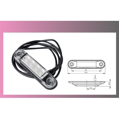 svetlo obrys.LED biele 12/24V- /4-LEDKY/