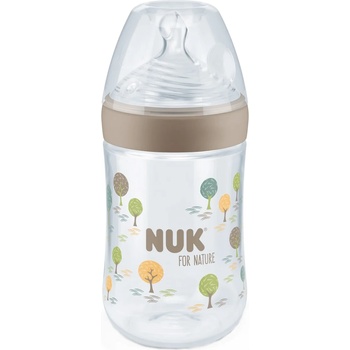 Nuk Шише със силиконов биберон NUK for Nature - 260 ml, размер M, Бежово (10742003)