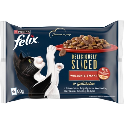 FELIX Deliciously Sliced Country Flavours Мокра котешка храна 4x80g